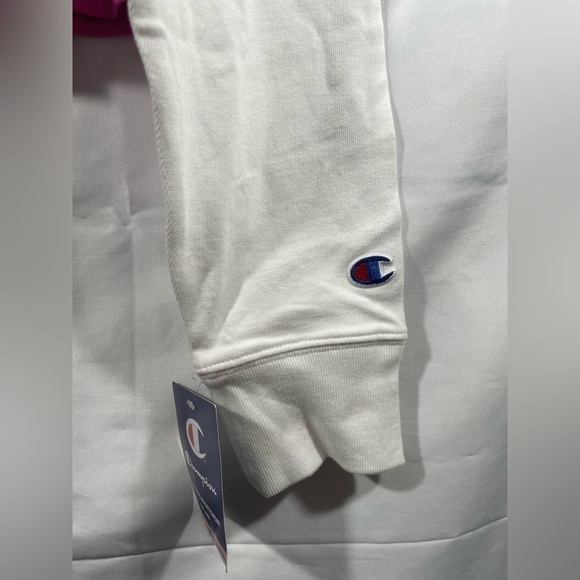 Champion Cropped Top Womens T Shirt Pink White Long Sleeve Size Large - Picture 7 of 9